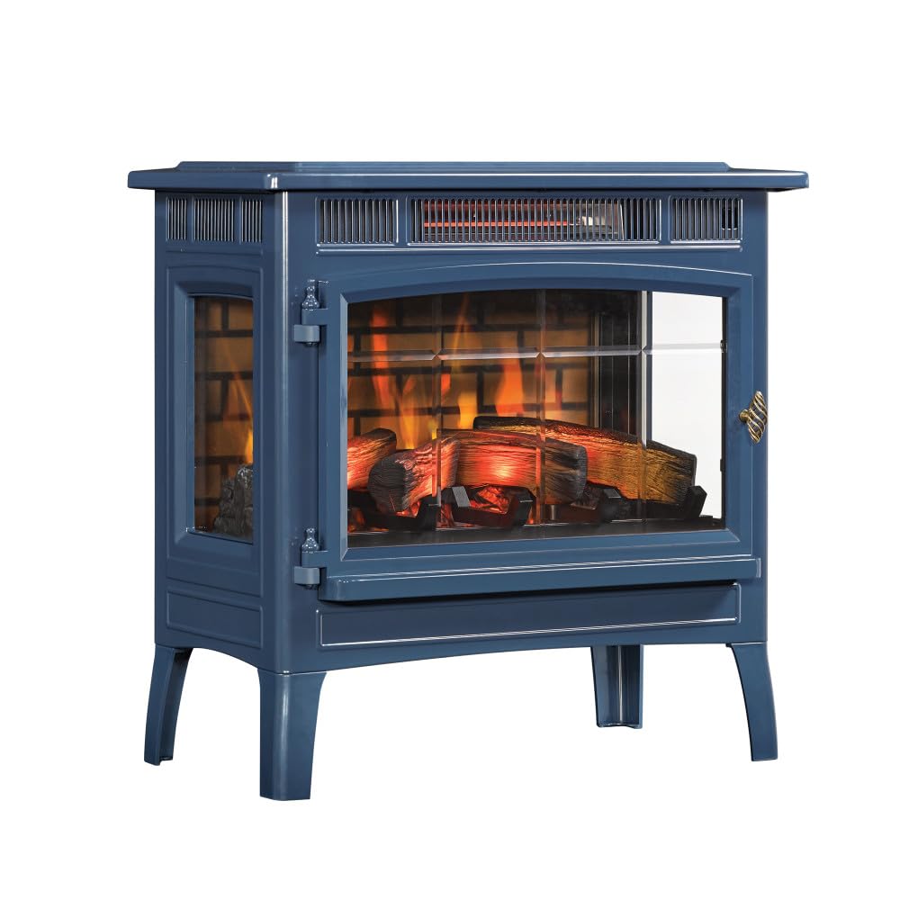 duraflame Freestanding Electric Fireplace Stove Heater with 3D Flame Effect for 1,000 Sq. Ft. Room, Navy Duraflame