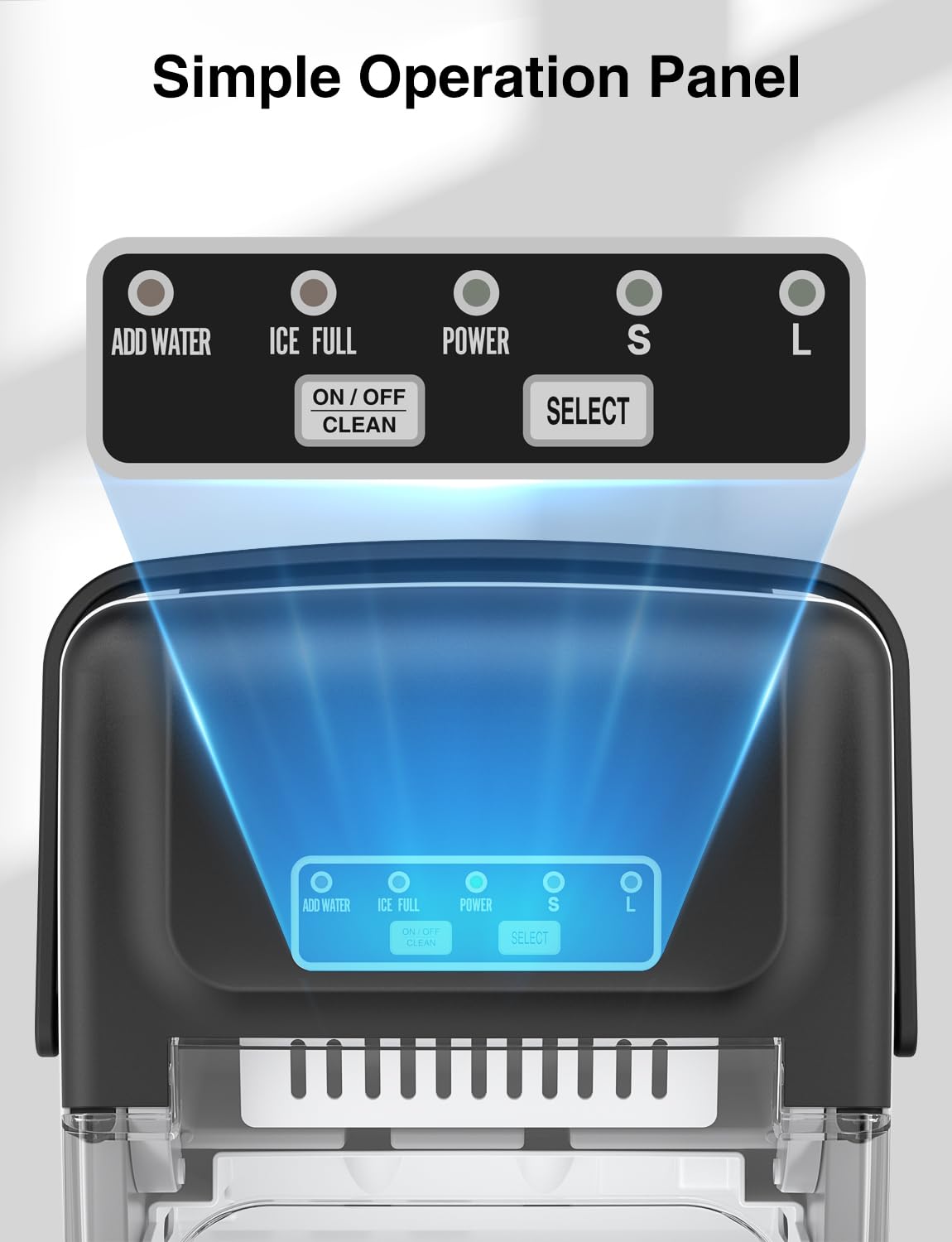 CROWNFUL Ice Maker Countertop, Portable Self-Cleaning Ice Maker Machine with Handle, Scoop and Basket, 9 Bullet Ice Cubes in 6 Mins, 26lbs/24H, Ideal for Home, Kitchen, Office, Bar, Party CROWNFUL