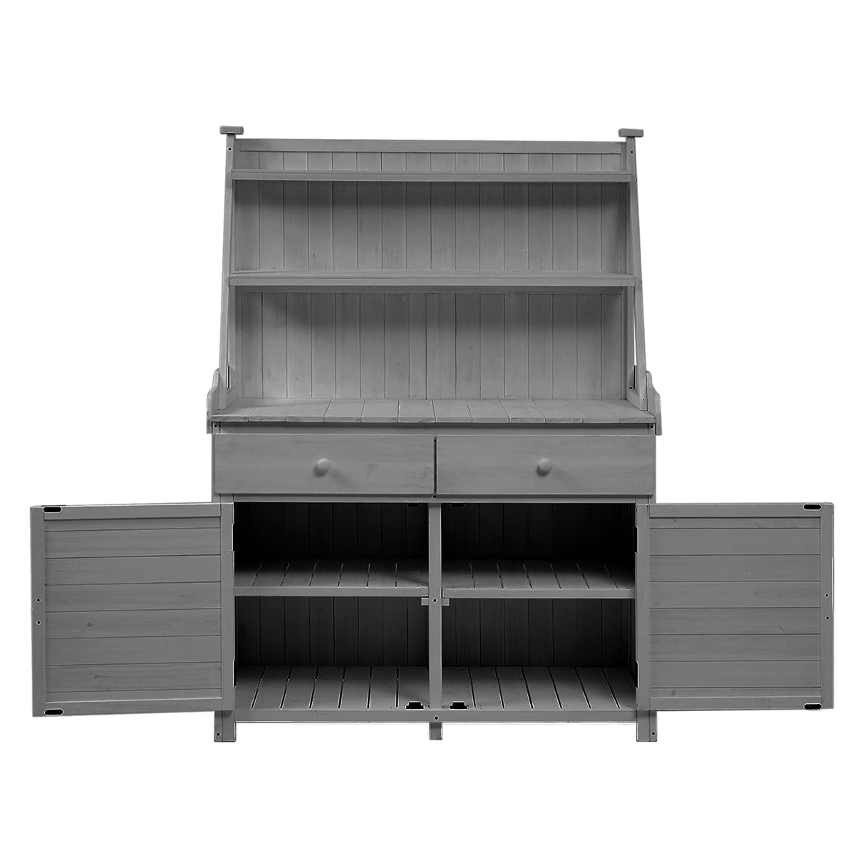 KUIKUI Potting Table, Gardening Table, Potting Benchs for Outside, Fir Wood Workstation with Storage Shelf, Drawer and Cabinet, 47.2''Lx22.8''Wx65''H, Gray KUIKUI