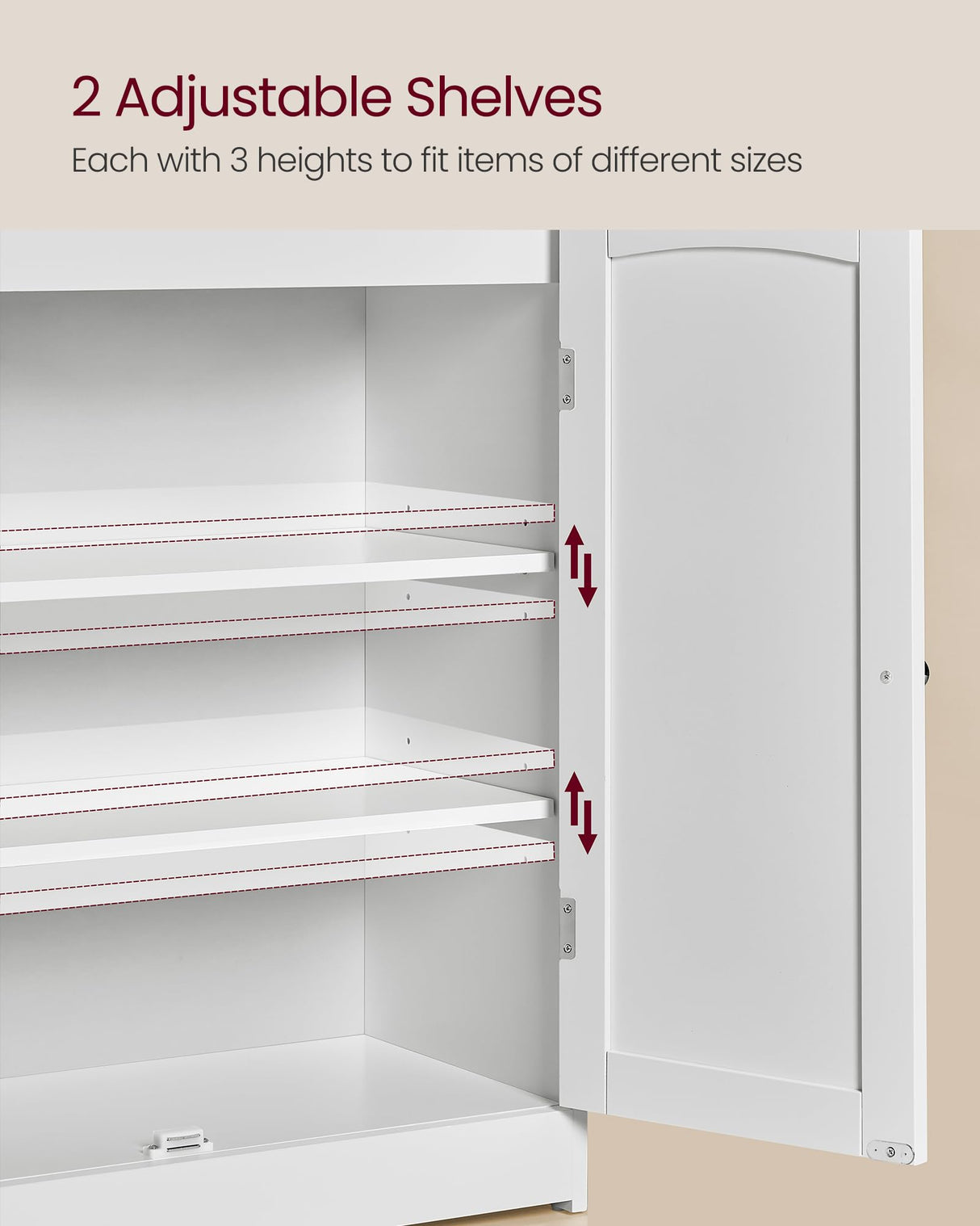 VASAGLE Bathroom Storage Cabinet, Bathroom Floor Cabinet with 2 Doors, 2 Adjustable Shelves, 11.8 x 23.6 x 39.4 Inches, Freestanding, for Dining Room, Kitchen, Living Room, Cloud White UBBC770W01 VASAGLE