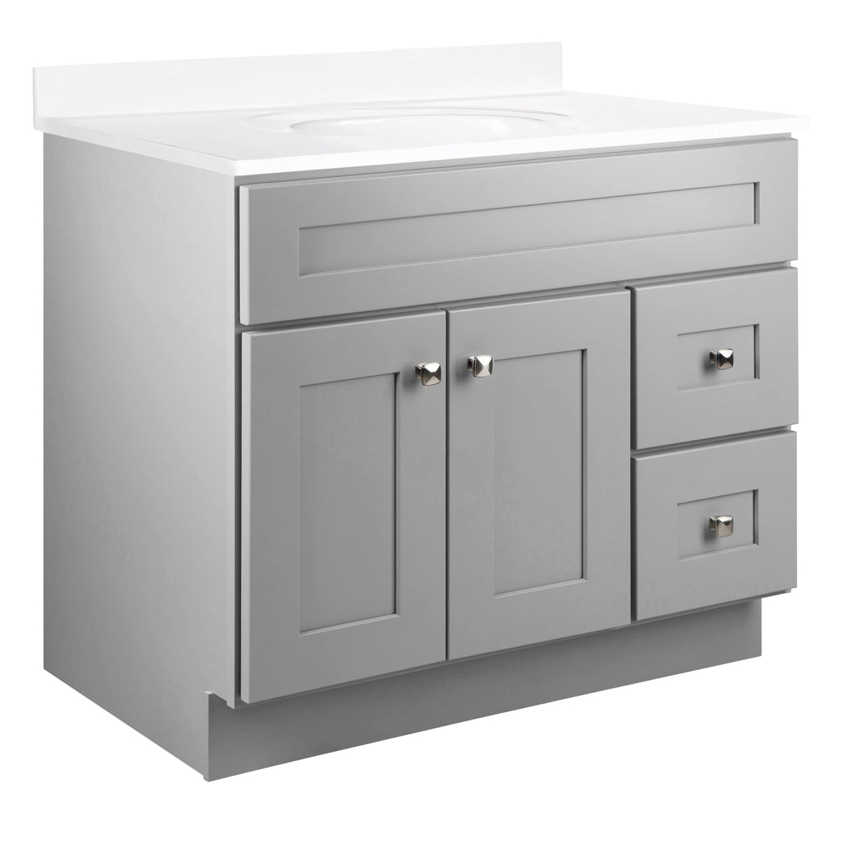 Design House 587097 Bath Unassembled Modern 2-Door 2-Drawer Bathroom Shaker Vanity Cabinet Only, 36 x 21,Grey Design House
