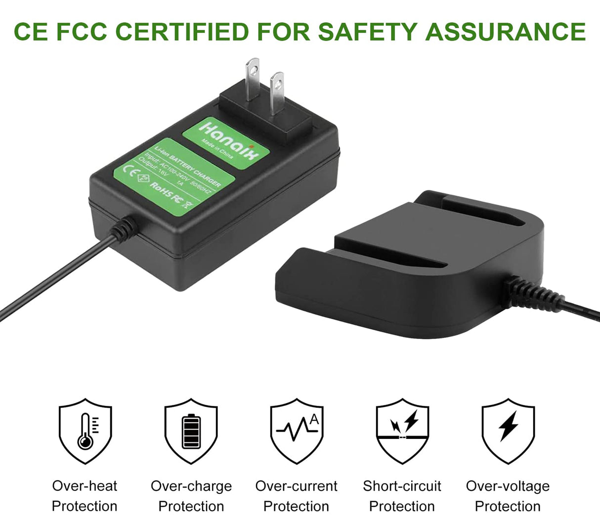 Hanaix 18V Lithium Battery Charger for Ridgid R840087 R840083 R840085 R840086 R840089 AC840085 AC840086 AC840089 for Ridgid 18V Battery Charger (Only fit for Lithium Battery) Hanaix