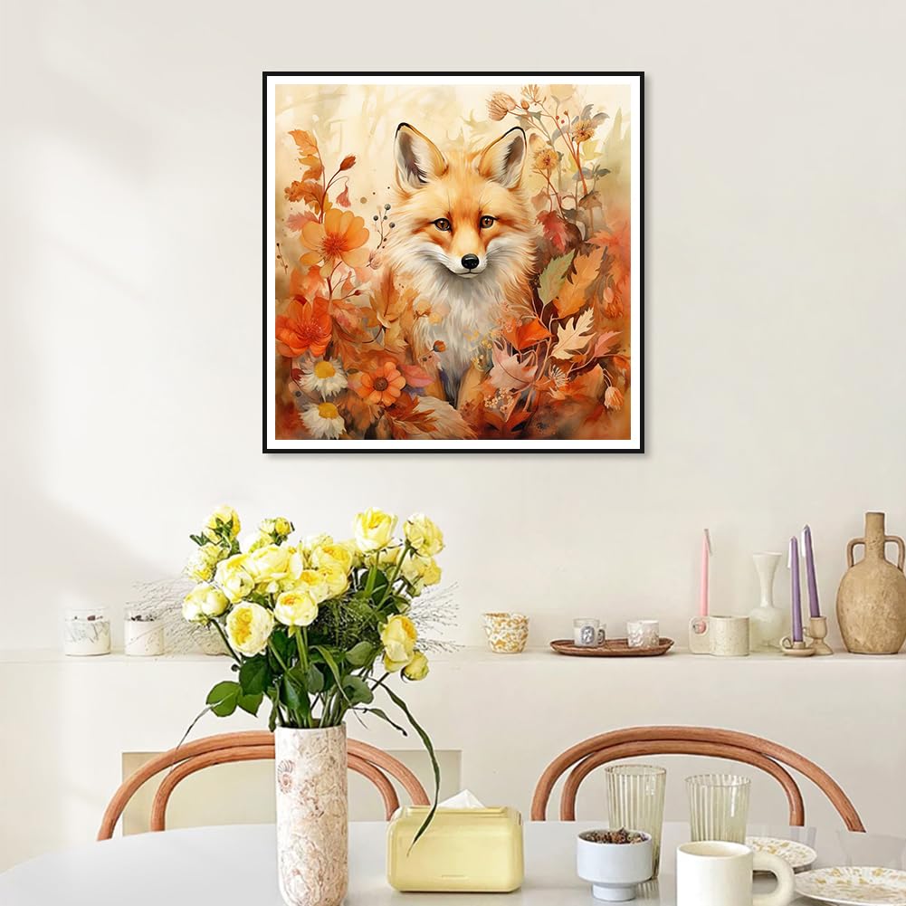 Stalente Diamond Painting Kits for Adults Fox, 5D DIY Diamond Art Kits for Beginners Round Full Drill Diamond Painting for Home Wall Decoration Gift 12×12inch, Fall Maple Leaf Stalente