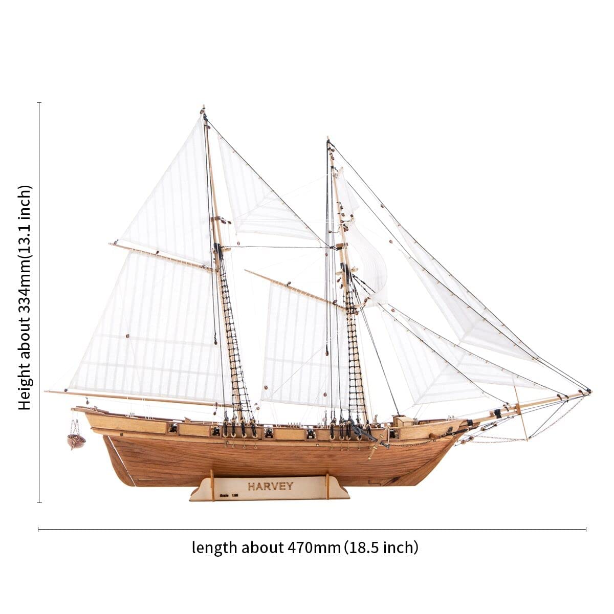 GAWEGM Wooden Ship Model Building Kits for Adults - 1/96 Scale Harvey 1847 Model Ships Assembled with Metal Accessory, for Collection, Teaching Exhibition, Ship Model Hobby, Assemble Expert GAWEGM