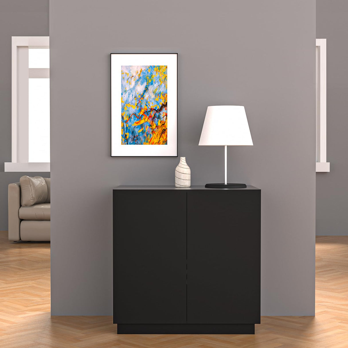 Amunrbrek Litter Box Enclosure, Large Litter Box Furniture, Modern Cat Litter Box Enclosure Furniture with Storage, Side Cabinet (Black) amunrbrek