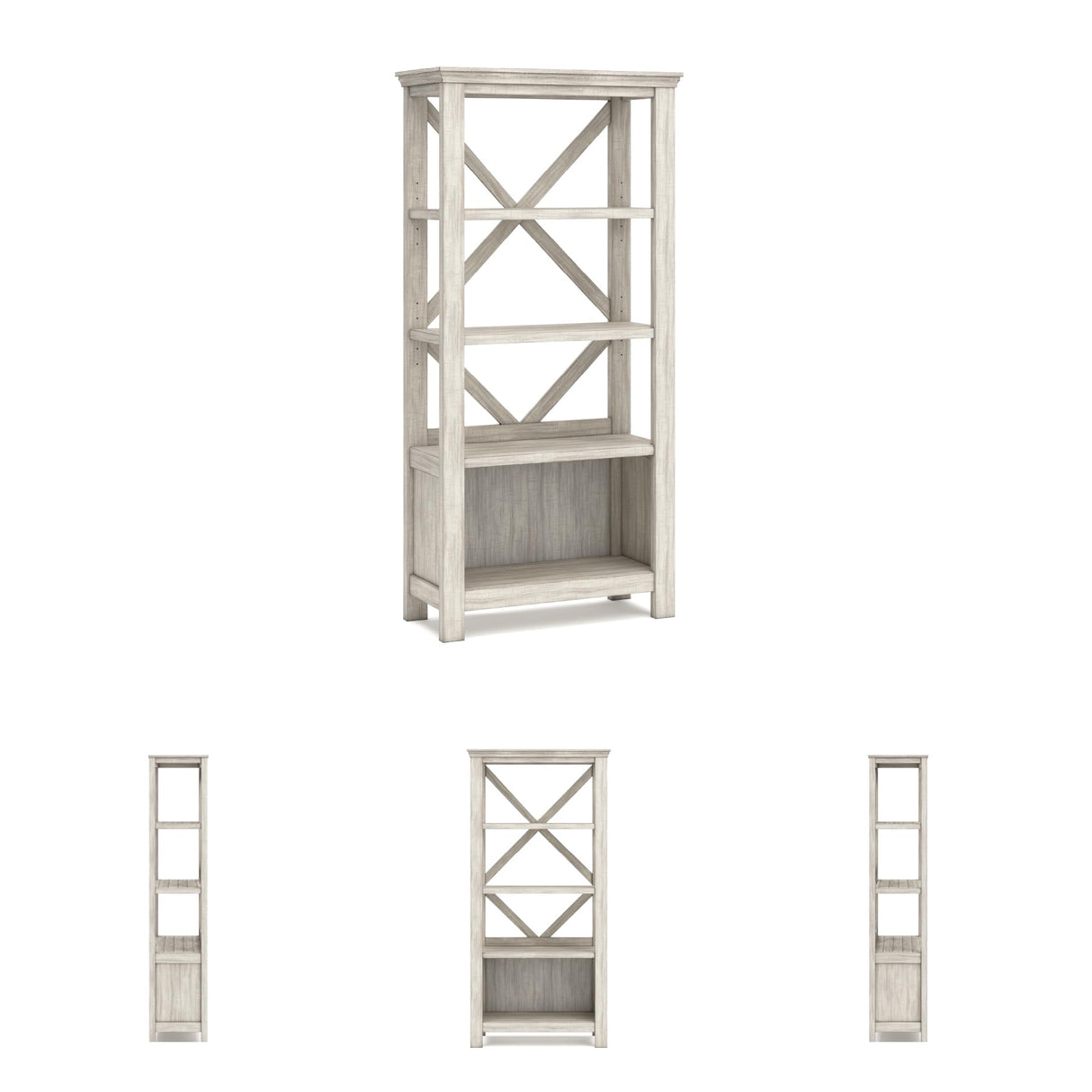 Signature Design by Ashley Carynhurst Rustic Farmhouse 75" Bookcase with 4 Shelves, White Signature Design by Ashley