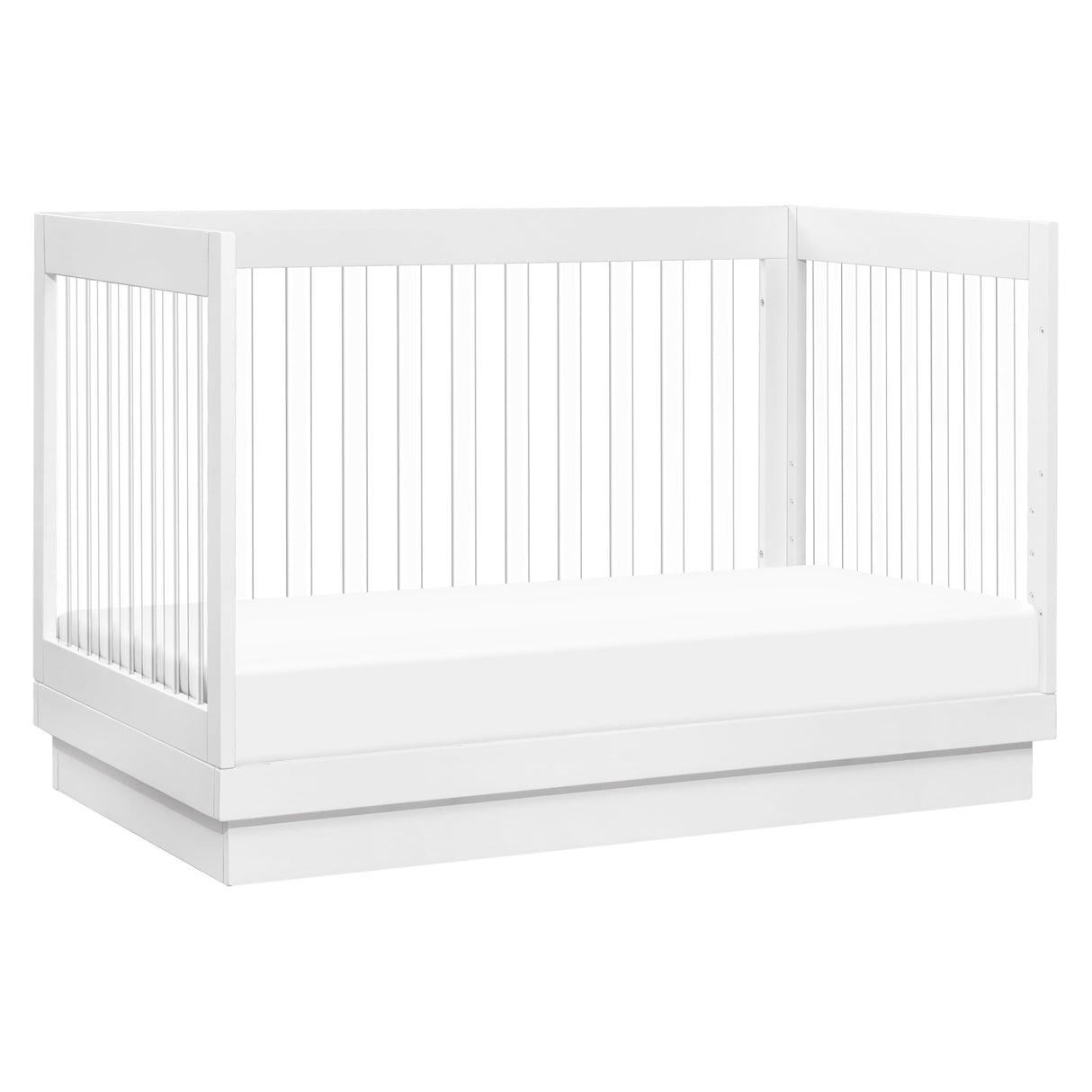 Babyletto Harlow Acrylic 3-in-1 Convertible Crib with Toddler Bed Conversion Kit in White with Acrylic Slats, Greenguard Gold Certified babyletto