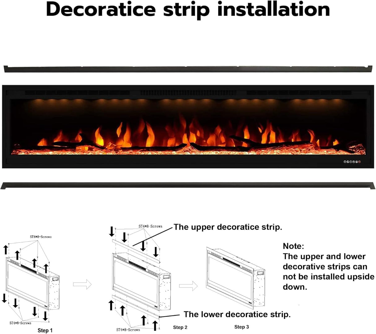 Valuxhome Electric Fireplace, 74 Inches Fireplace, Recessed and Wall Mounted Fireplaces for Living Room with Remote, Overheating Protection, Logset and Crystal, Touch Screen, 1500W/750W, Black Valuxhome