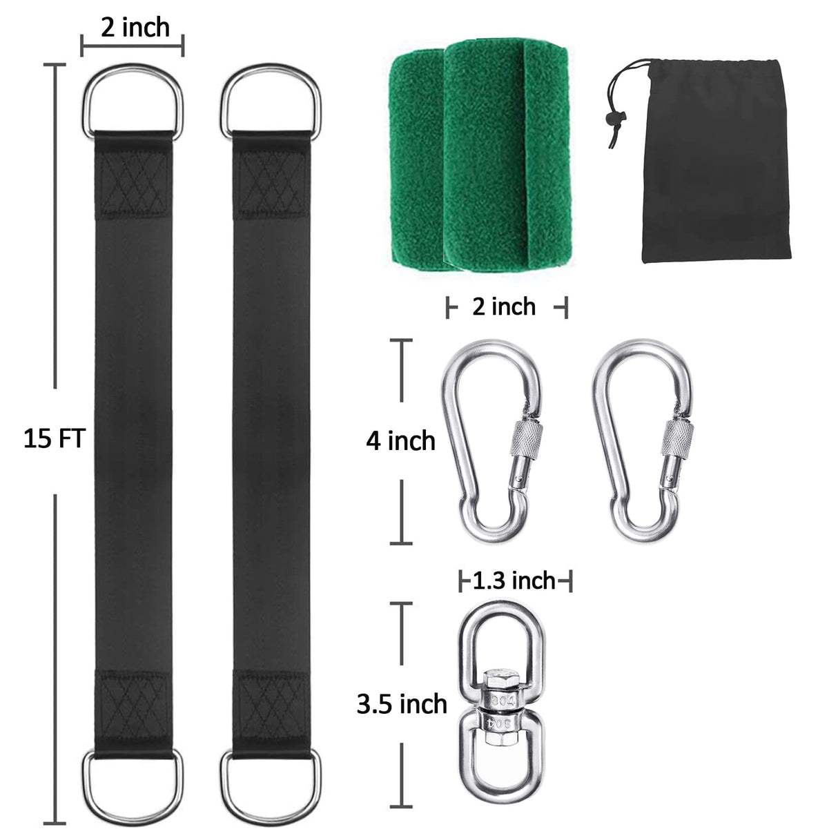 Werflyto Safe Tree Swing Hanging Straps Kit, 3FT/10FT/15FT/20FT, Heavy Duty Holds 5500LBS Extra Long Adjustable Tree Swing Straps, Easy & Fast Way to Hang Any Swing or Hammock(15 FT) Werflyto