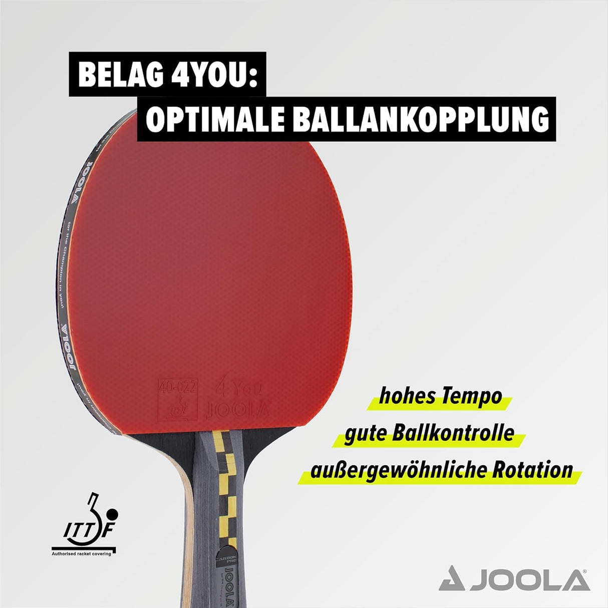 JOOLA Carbon Pro Professional Ping Pong Paddle - Racket with Carbonwood Technology & Red/Black JOOLA 4 You Rubber - Table Tennis Racket Designed for Speed JOOLA