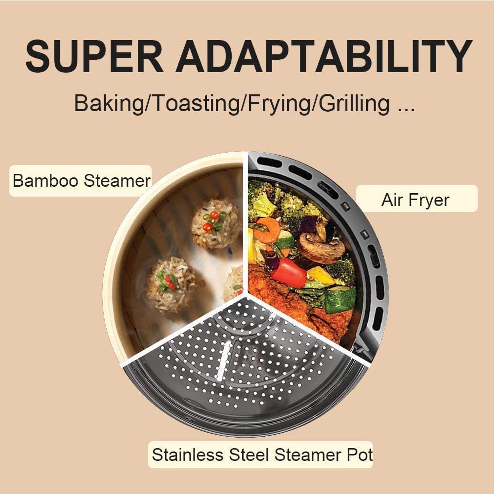 Numola Air Fryer Parchment Paper Liners, 100 Pcs Air Fryer Disposable Paper Liner for 3.4-7QT Air Fryer, 8 Inch Safe Air Fryer Paper, Non-stick Steamer Liner for Microwave, Steaming Basket Numola