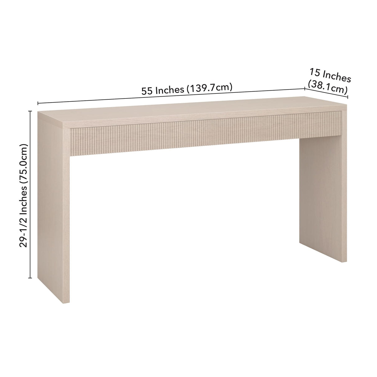 Henn&Hart 55" Wide Rectangular Console Table in Beech White, for Home, Living Room, Bedroom, Entertainment Room, Office Henn&Hart