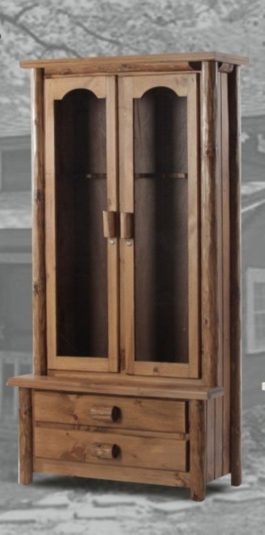 SRL Rustic Log Gun Cabinet Pine – Solid Wood Storage Cabinet Perfect for a Gun Holder – Charming Cabinet with Doors Available in 8-10- or 12-Gun Versions Southern Rustic Logwerks