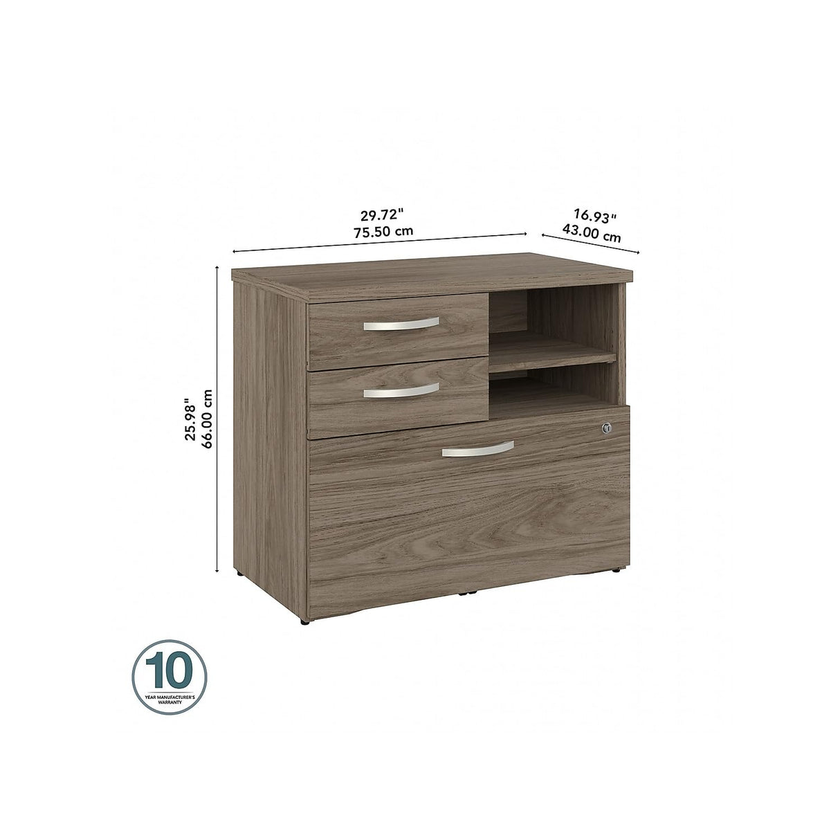 Bush Business Furniture Studio C Office Storage Cabinet with Drawers and Shelves, Modern Hickory (SCF130MHSU) Bush Business Furniture