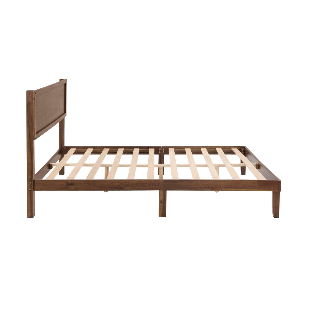 MT EDITION Wood Full Size Bed Frame,Wooden Full Platform Bed Frame with Headboard,Sturdy Rubber Modern Home Style Bed Frame for Bedroom (Full) MT EDITION