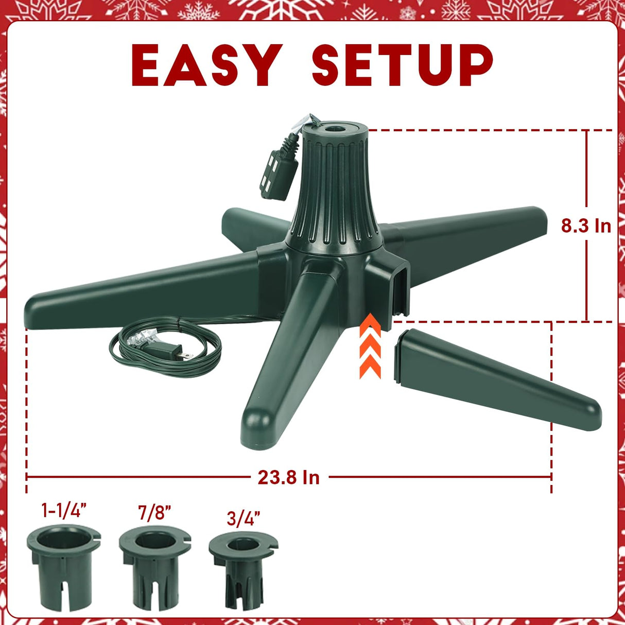 Blissun 360-Degree Rotating Adjustable Christmas Tree Stand, Suitable for Up to 7.8 Feet Artificial Christmas Trees, Dark Green Blissun