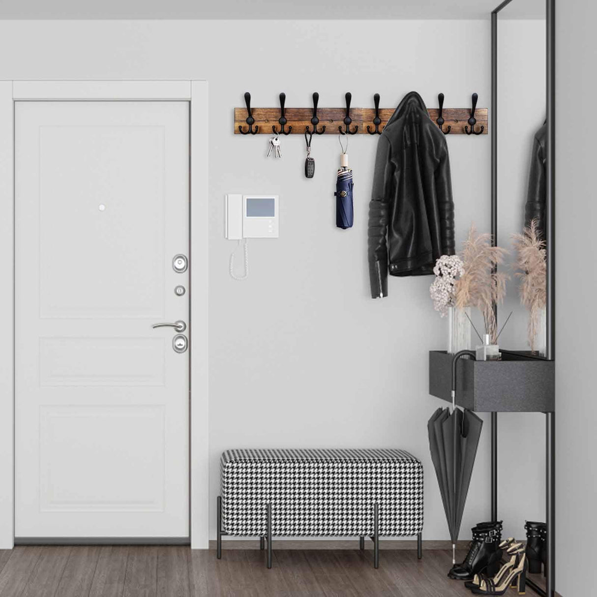 Homagic Coat Rack Wall Mount 31.5'' Coat Hanger Wall Mount Burnt Brown Coat Hooks for Wall Rustic Towel Racks for Bathroom Living Room Coat Hat Cloth Homagic