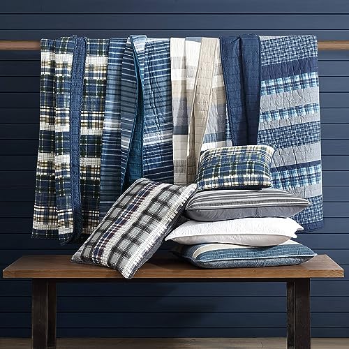 Nautica - Queen Quilt Set, Soft & Breathable Cotton Bedding with Medium Weight Feel, Reversible 3 Piece Bed Set with Matching Pillowcase (Coveside Blue) Nautica