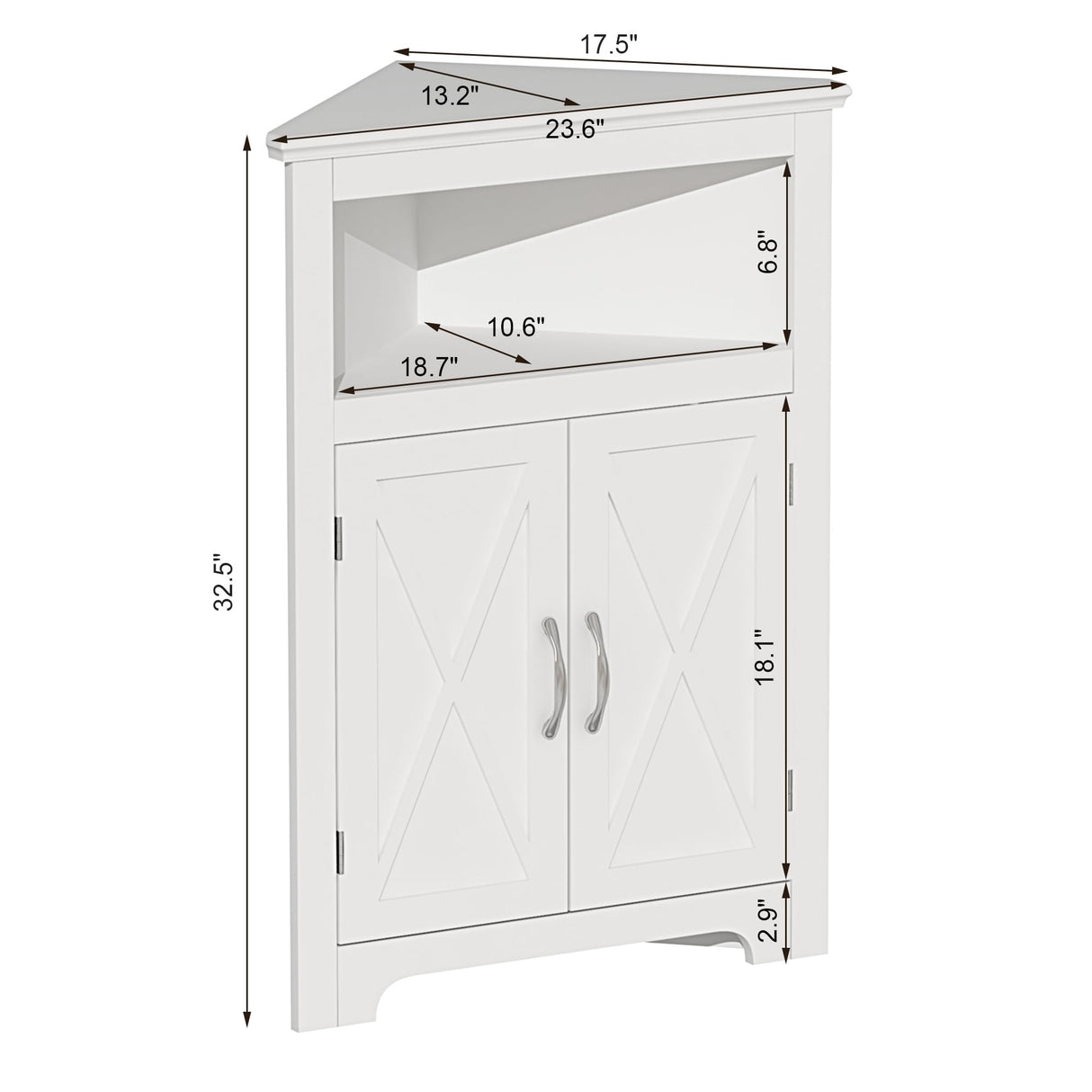 ChooChoo Corner Storage Cabinet, Small Corner Cabinet with Barn Door Design and Adjustable Shelf, Home Space Saver for Living Room, Bathroom, ChooChoo