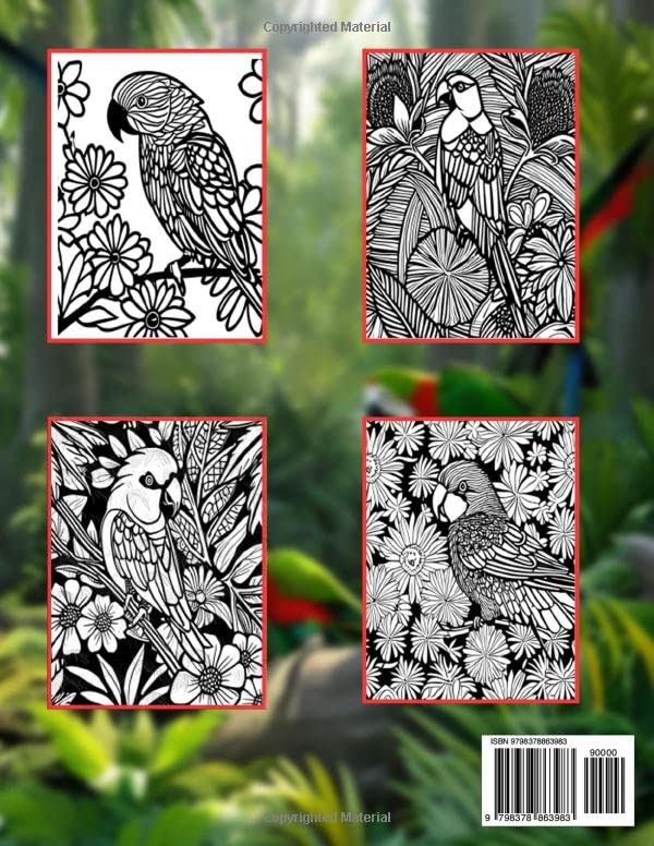 101A Parrot Coloring Book | Stress-relieving parrot coloring book |Mindful coloring book with parrots: 32 Pages of Beautiful Parrot Illustrations to Color and Enjoy | 8.5x11in Majosta