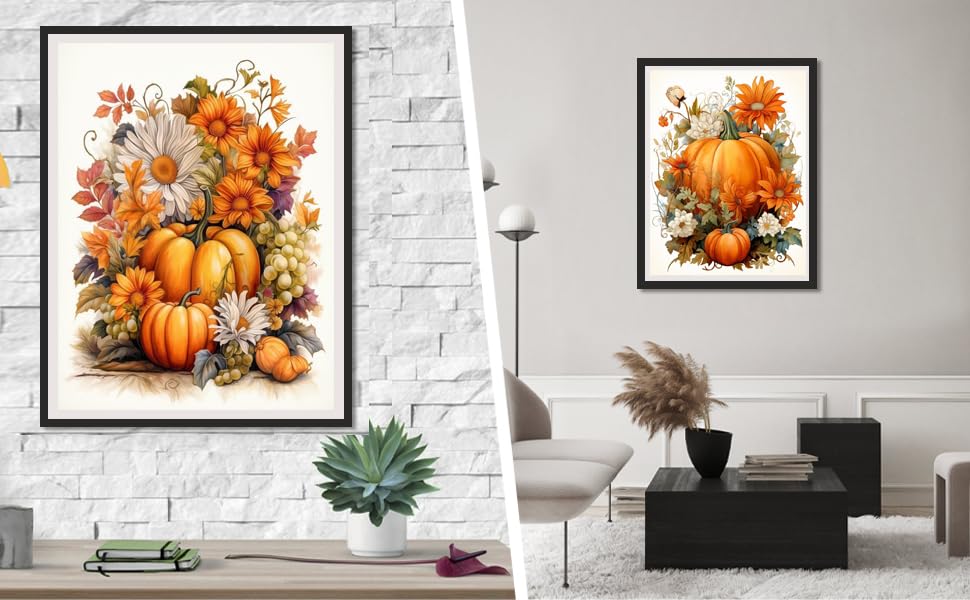 MjhRcll Fall Paint by Numbers for Adults,Pumpkins Paint by Numbers Kits for Beginner,Happy Fall Paint by Number on Canvas for Holiday Home Wall Decor 16X20 Inch MjhRcll