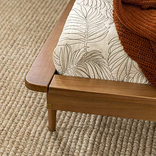 Mid Century Modern Solid Wood Twin Bed Frame with Spindle Headboard in Caramel Walker Edison