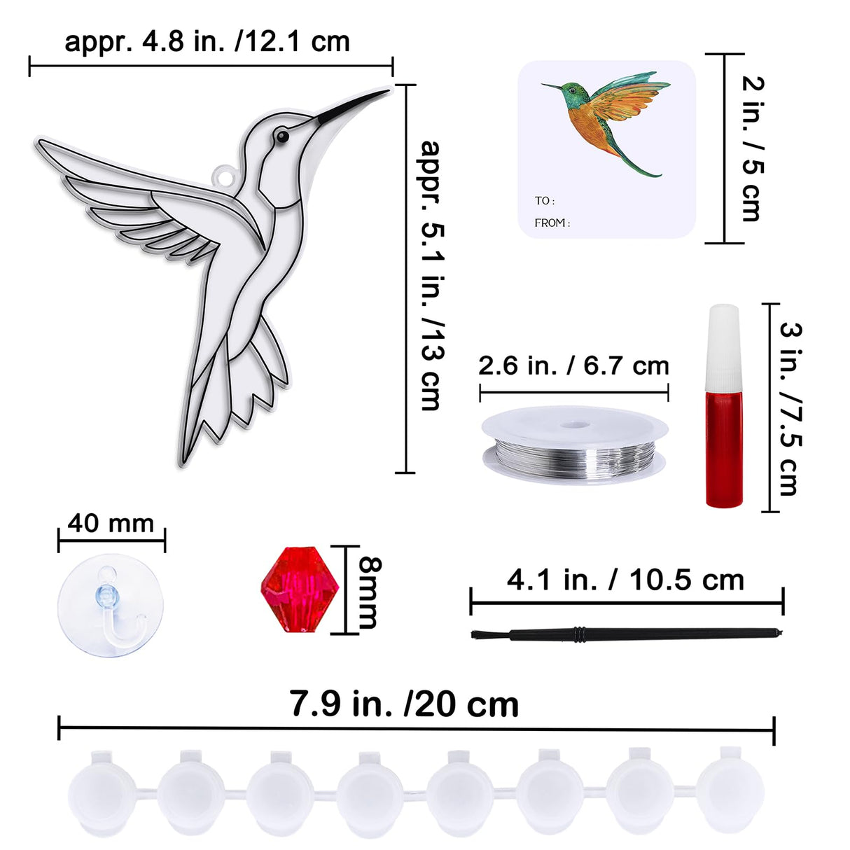 Winlyn 24 Sets Hummingbird Suncatcher Decorations DIY Window Paint Art Craft Kits Rainbow Bird Painting Kit for Kids Classroom Activities Birthday Spring Summer Camping Party Art Project Winlyn