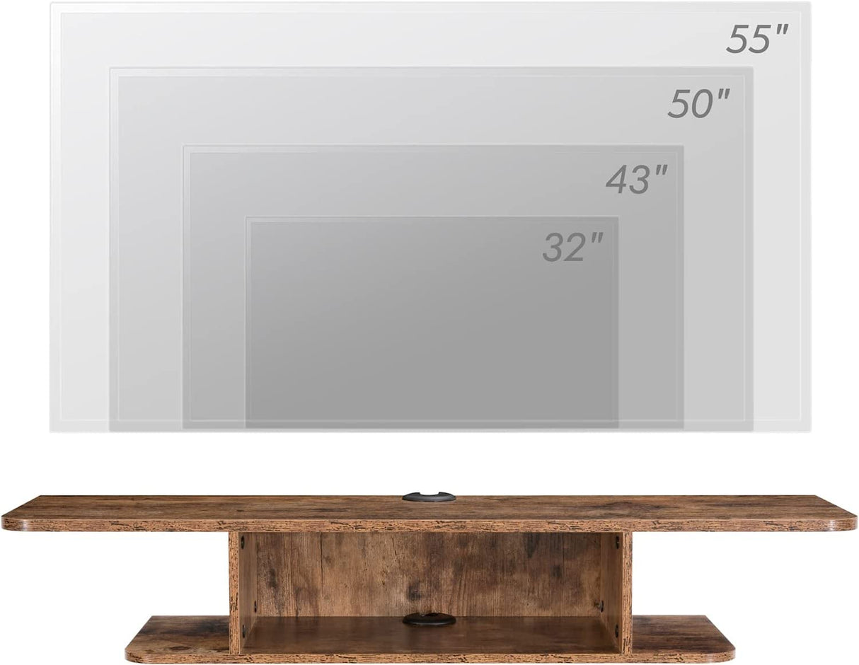 FITUEYES 2 Tier Modern Floating TV Stand Wall Mounted Entertainment Center, Floating TV Shelf Under TV for Living Room, Brown FITUEYES