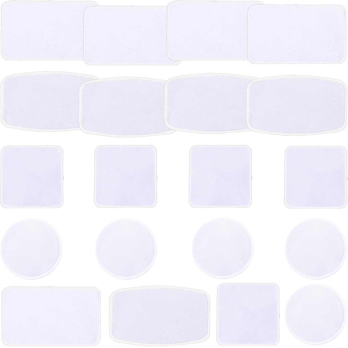 iFForce Sublimation Patches - Iron-on Blank Patches 4 Shapes for DIY Hats Jeans - Self Adhesive Stick to Cosmetic Bags Mobilephone Computer (20pcs White Border) iFForce