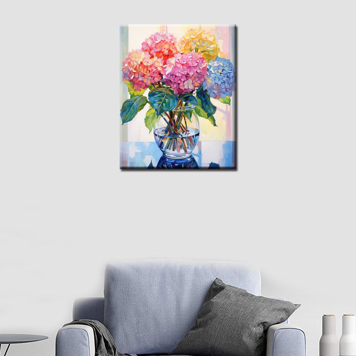 Tucocoo Hydrangea in Glass Vase Window Landscape Paint by Numbers for Adults Beautiful Flower DIY Paint by Numbers Acrylic Paint Canvas Colorful Flowers Painting Kits Art 16x20 Inch(DIY Frame) Tucocoo