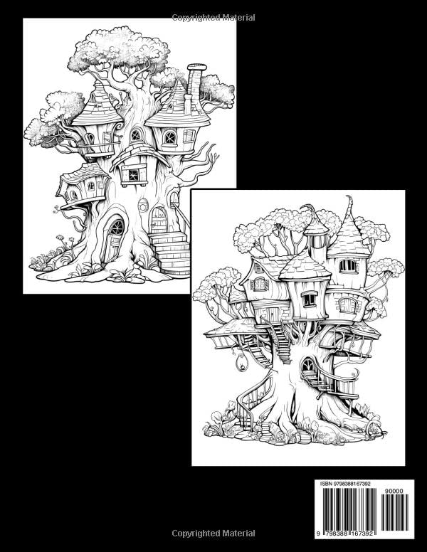 Whimsical Tree Houses Coloring Book: A Coloring Book Full of Fairytale Treehouses WoodArtSupply