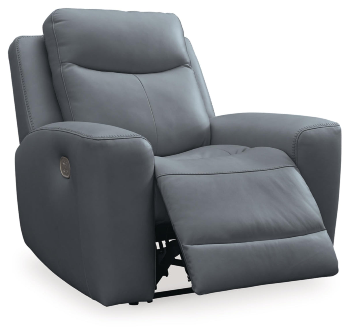 Signature Design by Ashley Mindanao Contemporary Leather Match Upholstered Power Recliner with Adjustable Headrest, Gray Signature Design by Ashley