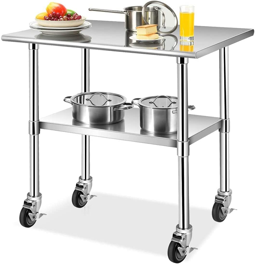 OK5STAR 4 inch Prep Table Casters Set of 4 for Commercial Kitchen Prep Tables, Expanding Stem Caster Wheels for Table Legs All with Brake Fit 1-1/2" and 1-5/8" Inner Diameter Leg Tube Adapter Caster OK5STAR