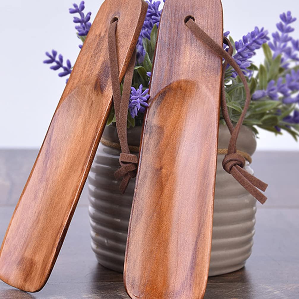 EXCEART 2 Pcs Shoe Horn Short Handle Wooden Shoe Horn Small Travel Shoe Horns for Men, Women EXCEART