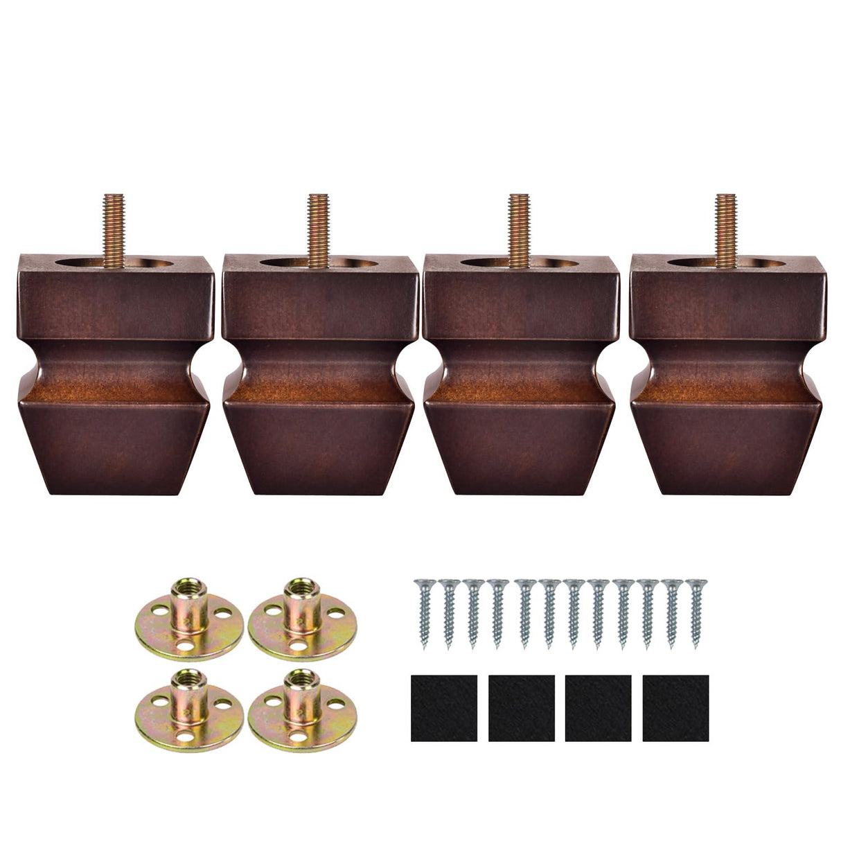 Michanco 3 Inch Square Wood Legs for Furniture Set of 4,Replacement Couch Feet,Sofa Legs,Furniture Legs with M8 Bolt Screw in Espresso Michanco