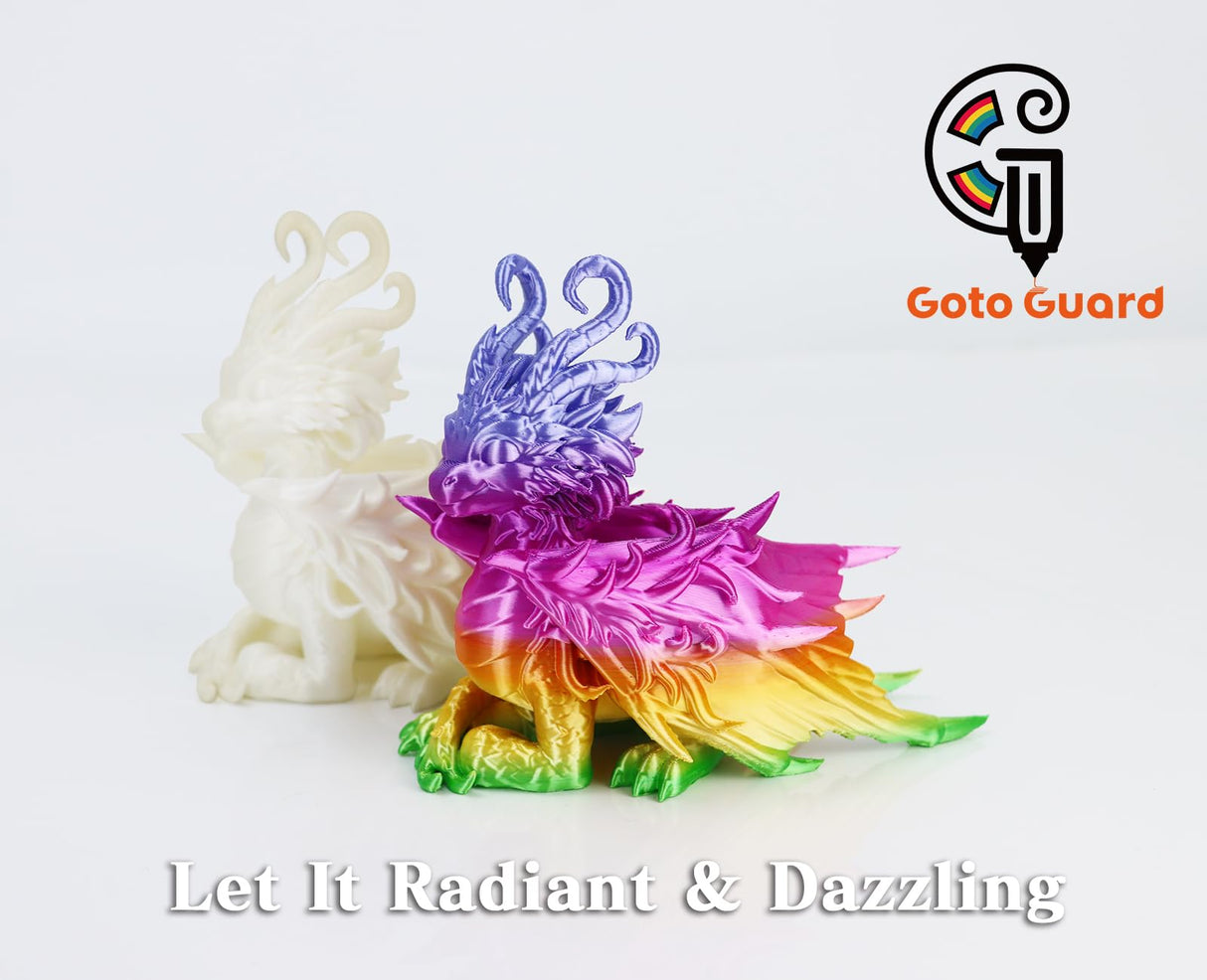 Goto Guard Silk Rainbow PLA Filament, Silk PLA Multicolor Filament Color Changing with Green Blue Purple Pink Yellow PLA, 3D Printing Filament 1.75mm 3D Filament 1kg Goto Guard