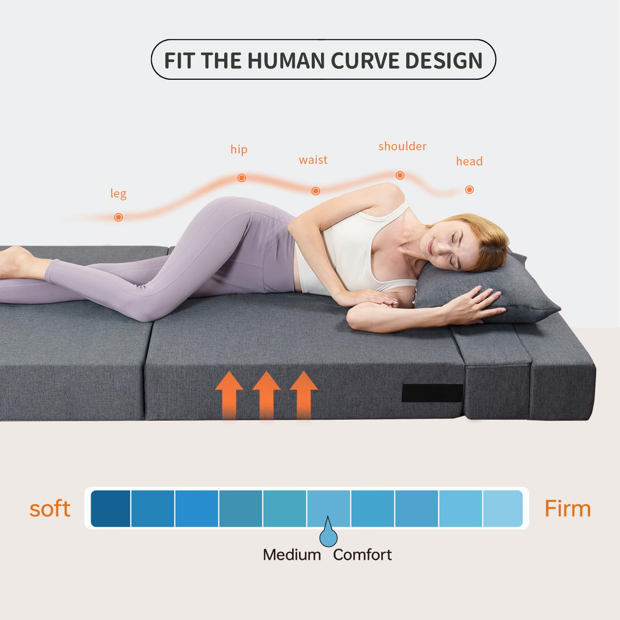 Fvkind Folding Sofa Bed Twin Size, Foldable Sleeper Chair with 2 Pillows, Convertible Futon Sofa Bed with Washable Cover, Fold Out Couch for Living Room, Dorm, Guest Room, Standard Size, Light Grey Fvkind