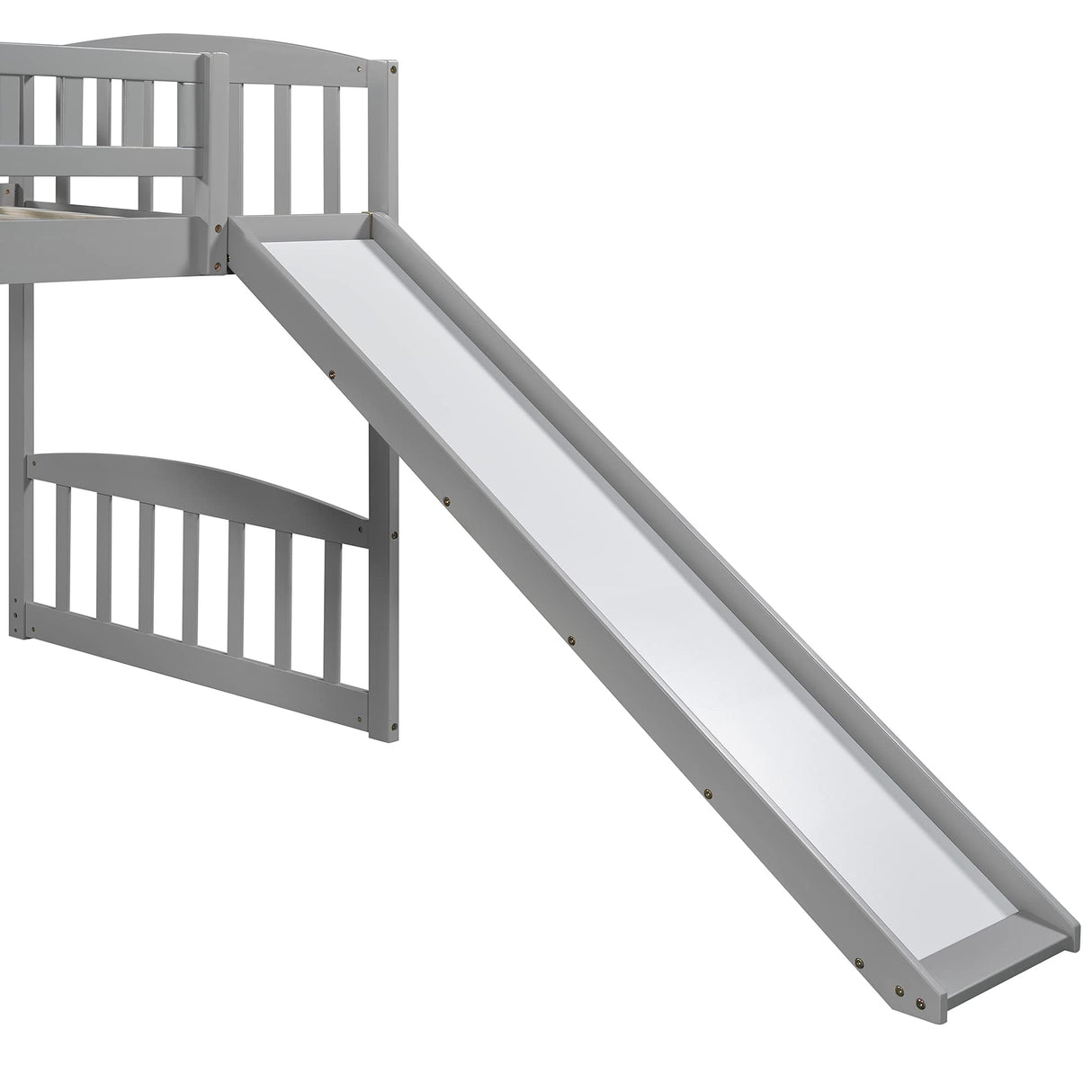 Twin Loft Bed with Slide and Storage Stairs for Kids - Grey Bellemave