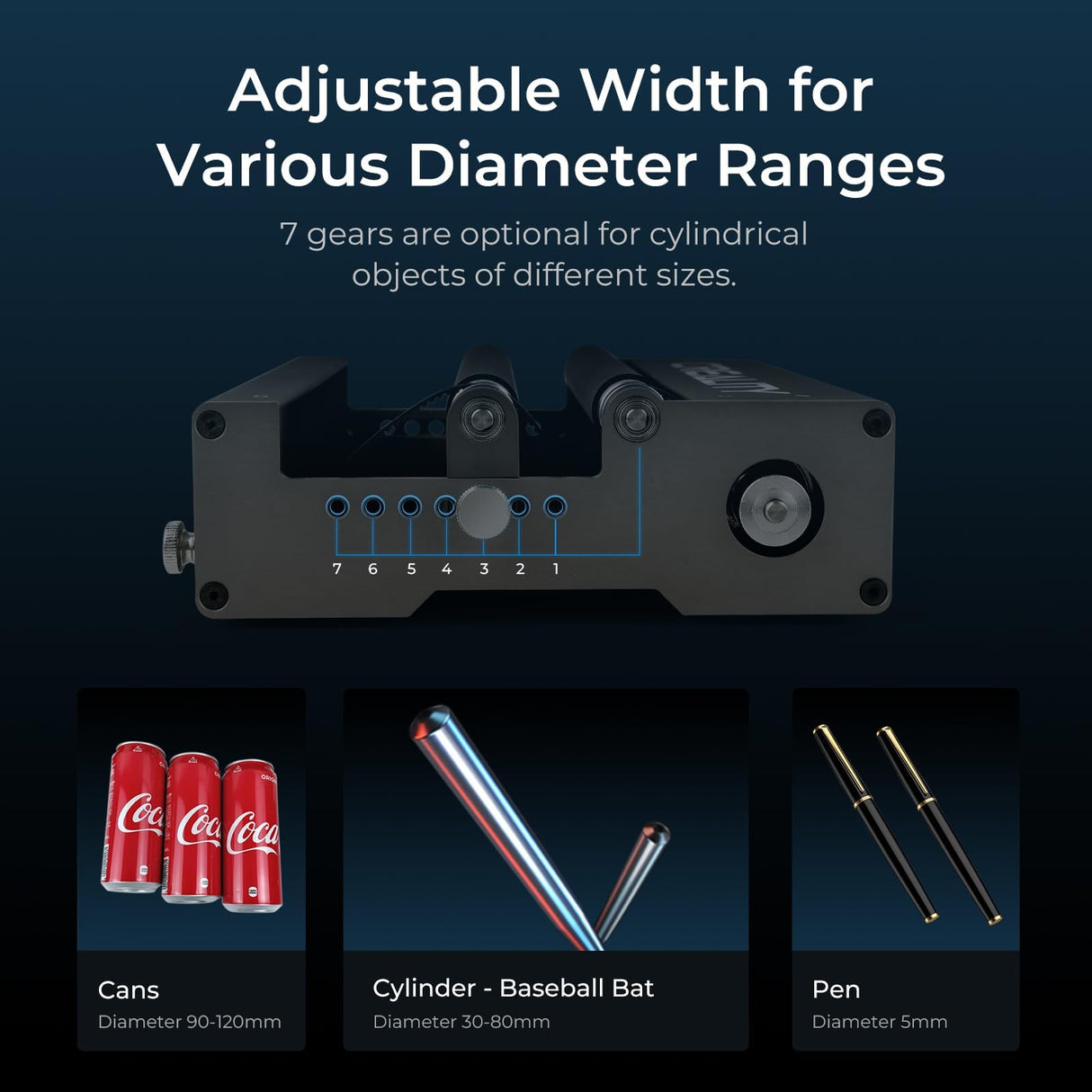 Creality Laser Rotary Roller, 360° Laser Engraver 7 Adjustment Diameters, Y-axis Rotary Module for Engraving Curved Surface Objects, Fit for Creality 5W 7.5W 10W 12W 22W 40W Laser Engraving Machine Creality