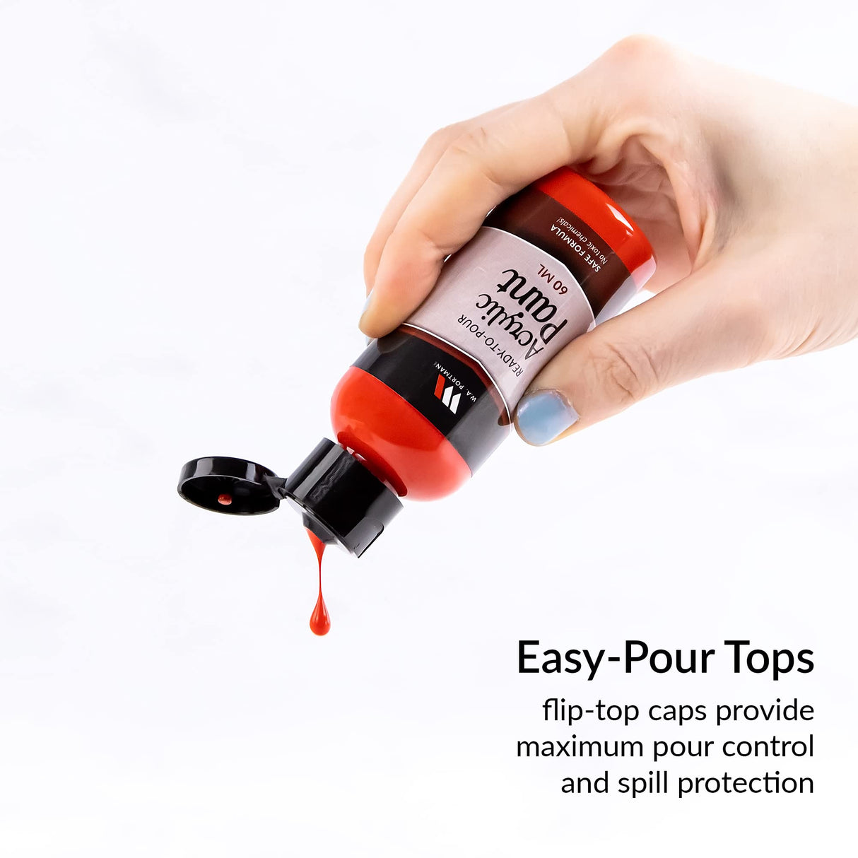 WA Portman 12-Pc Ready To Pour Acrylic Pouring Paint Supplies - 2oz/60ml Bottles of Acrylic Paint Sets for Adults and Kids for Canvas Painting W.A. Portman