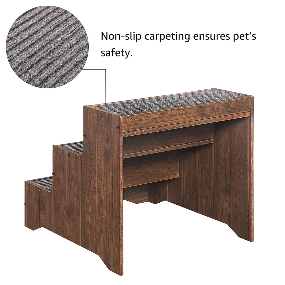 beeNbkks Furniture Style Dog Stairs, Pet Steps for Small Dogs and Cats, Wooden Non-Slip Pet Ladder for Old Injured Pets to Reach Couch Sofa High Bed beeNbkks