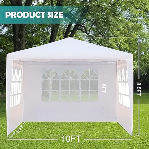 10/20/30ft Party Tent Wedding Patio Gazebo Outdoor Carport Canopy Shade with/Without Side Removable Walls, Party Wedding BBQ Events Tent (White, 10x10ft) Generic