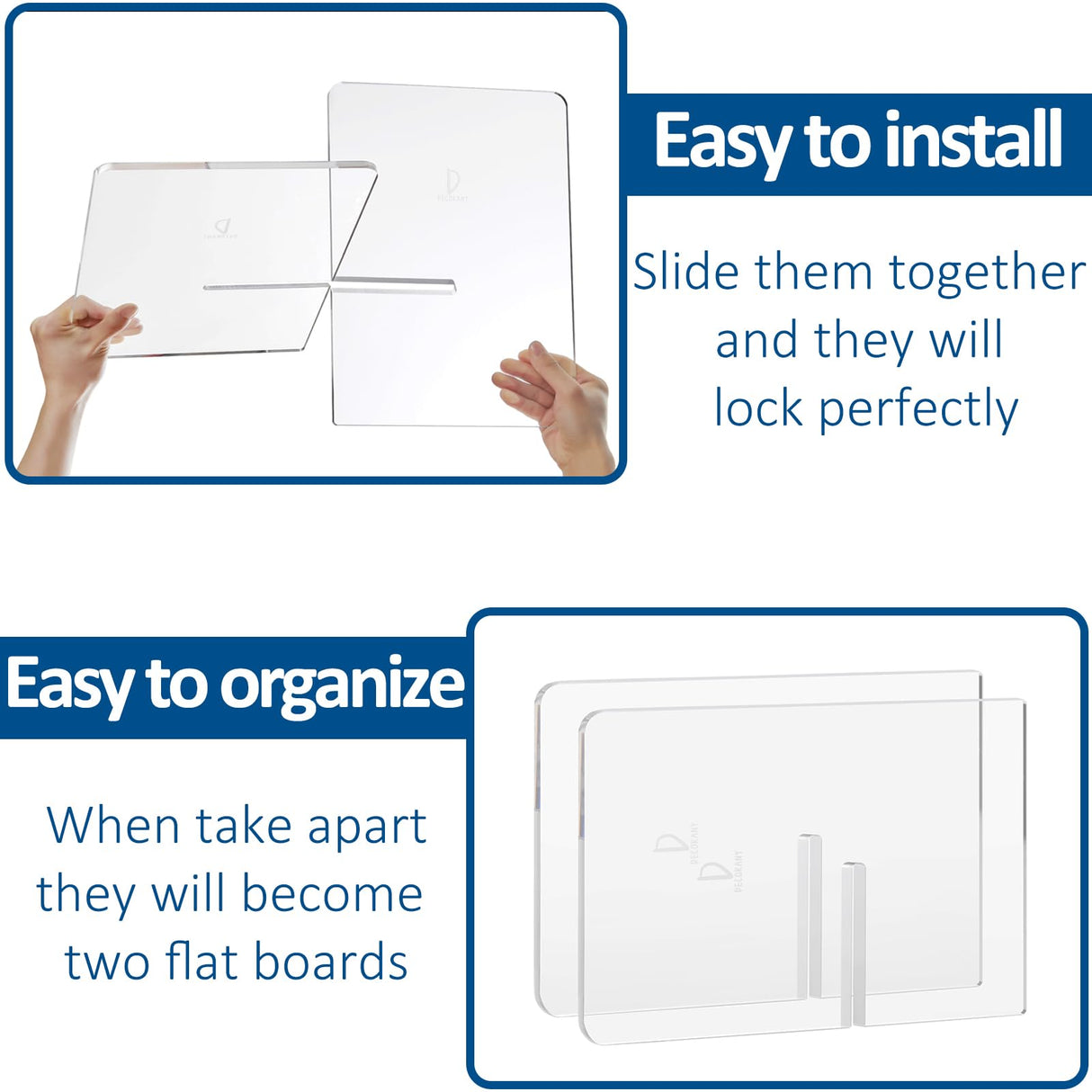 Acrylic Book Holder 11 x 7 x 6 in Open Large Book Display Stand for Cookbook Art Book Bible Guest Book - 2-Piece Coffee Table Book Stand for Reading - Clear, Transparency DECORANY