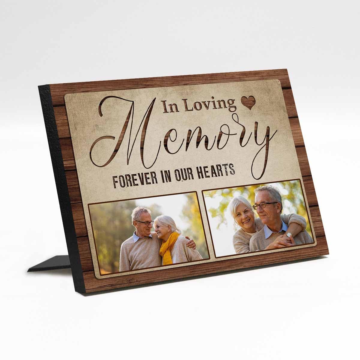 InterestPrint Customized in Loving Memory Picture Frames Forever in Our Hearts 2 Photos Wooden Photo Frame Personalized Tabletop Memorial Photo Frame Sympathy Gifts for Loss of Loved Pet Mother InterestPrint
