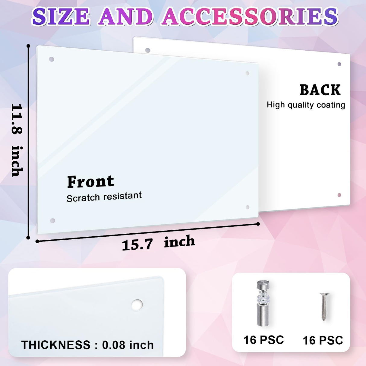 HYHOSHI 4Pack 11.8.x15.7inch Sublimation Glass Photo Blanks, Wall Mount Tempered Glass Sublimation Blank Sign, Sublimation Blank DIY Picture Wall Frame Poster for Home Decor HYHOSHI