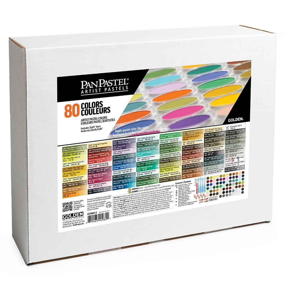 PanPastel Artist Pastels by GOLDEN, 80 Color Set, Professional Artist Pastels, Unique Pan Format (cake-like) PanPastel