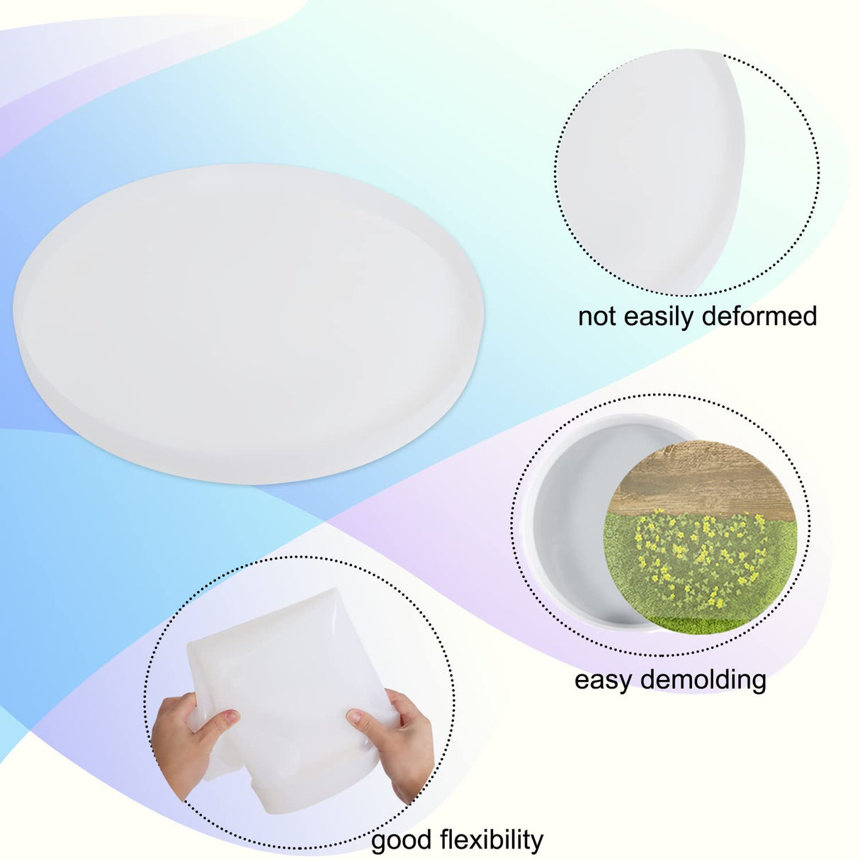20 Inch Resin Table Molds, Large Round Silicone Resin Molds with 3 Pcs Hairpin Legs for Table, Epoxy Resin Topdesk Molds for Charcuterie Board, River Table, DIY Art Home Decoration Wadoy