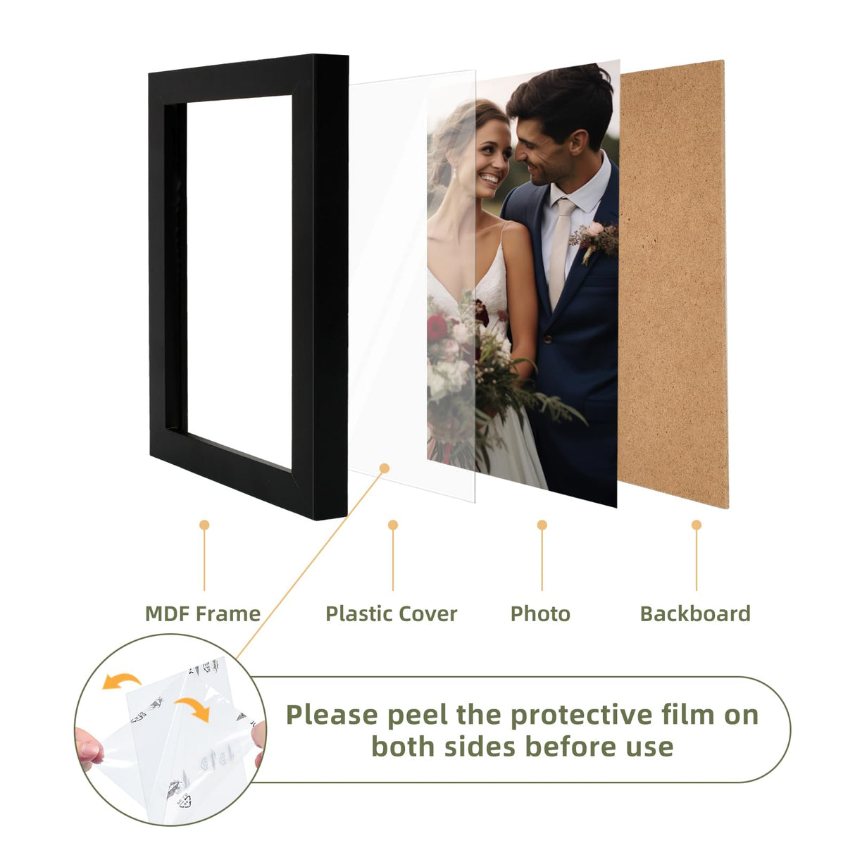 HappyHapi 4x6 Inch Picture Frames,Set of 10 Wooden Picture Frames, Tabletop or Wall Display Decoration for Photos, Paintings, Landscapes, Posters, Artwork (Black) HappyHapi