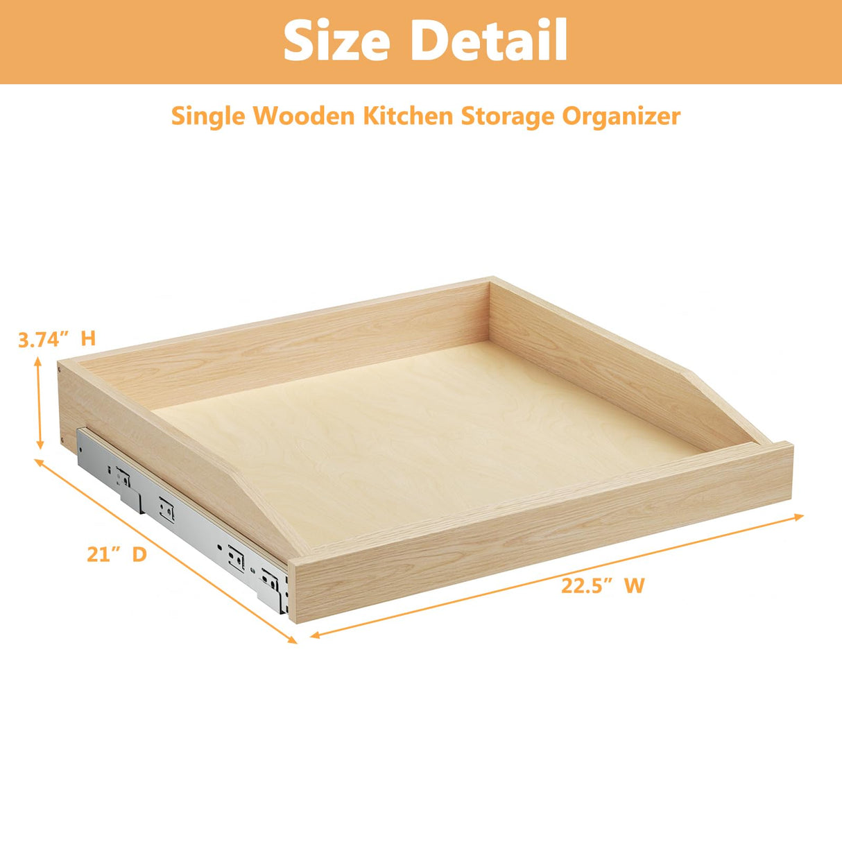 ROOMTEC Soft Close Pull Out Cabinet Organizer 22-1/2" W x 21" D Cabinet Organizer Wood Slide Out Shelves Cabinet Storage and Organizer for Kitchens and Pantry ROOMTEC