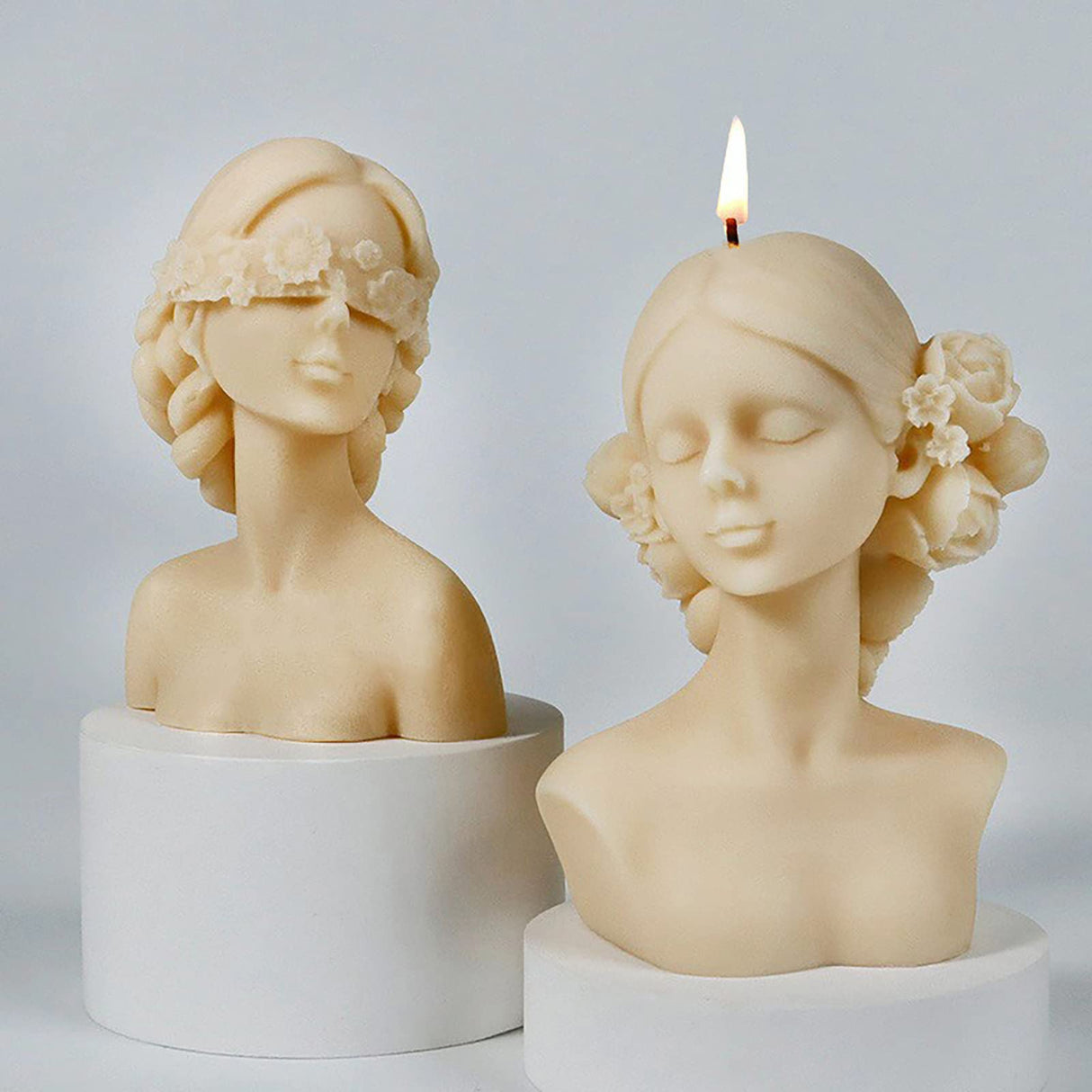 2 Pack Braid Girl Shape Portrait Candle Resin Mold - Resin Casting Silicone Molds for Home Decor & Candle Making Wave Spiral Mold ESEDAGE